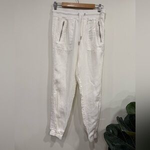 Athleta Linen Drawstring Zipper Pocket Joggers